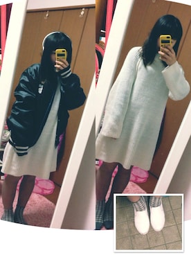「ヘッドホン」｜「アイテム（スタジャン）」を使った、≫SATSUK!.Tさん（レディース・149cm）の春コーディネート