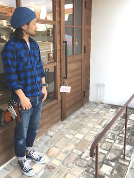 「SEVENDAYS=SUNDAY（セブンデイズサンデイ）のアイテム（ニットキャップ/ビーニー）」を使った、tokiさん（メンズ・170cm）の秋コーディネート