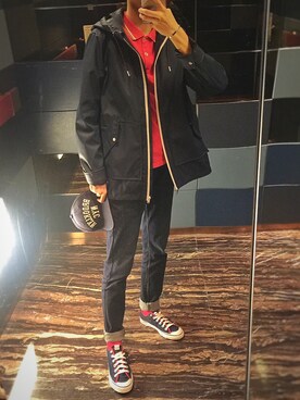 「ZARA TRF（ザラティーアールエフ）のアイテム（トレンチコート）」を使った、TadaCorgiさん（メンズ・165cm）の夏コーディネート
