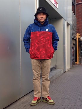 「A BATHING APE（アベイシングエイプ）のアイテム（ナイロンジャケット）」を使った、古谷幸多さん（メンズ・174cm）の冬コーディネート