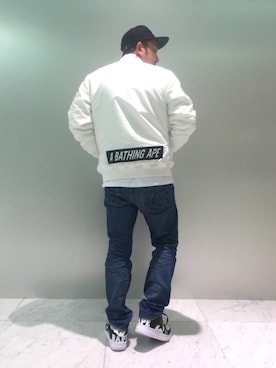 「Bape」｜「アイテム（ミリタリージャケット）」を使った、古谷幸多さん（メンズ・175cm）の冬コーディネート