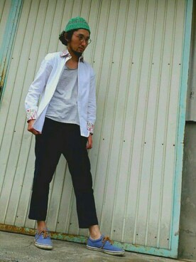 「Ryoji Okada（リョウジオカダ）のアイテム」を使った、salsichaさん（メンズ・175cm）の春コーディネート