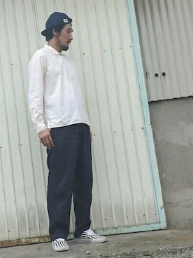 「confect（コンフォクト）のアイテム（パンツ）」を使った、salsichaさん（メンズ・175cm）の秋コーディネート