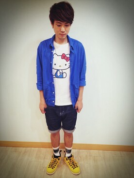 「アイテム（シャツ/ブラウス、ブルー系）」を使った、Kyo先生さん（メンズ・178cm）の夏コーディネート