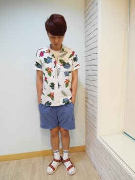「plain-me（プレインミー）のアイテム（シューズ）」を使った、Kyo先生さん（メンズ・178cm）の夏コーディネート