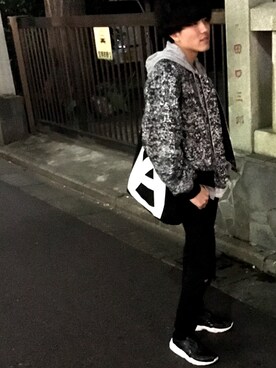 「アイテム（MA-1）」を使った、$huさん（メンズ・166cm・20代）の秋コーディネート
