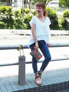 「アイテム（ポーチ）」を使った、ROSE BUD本社 STAFFさん（レディース・153cm）の夏コーディネート