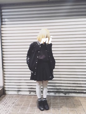 「スウェット×シャツ」｜「アイテム（ブルゾン）」を使った、みみみさん（レディース・153cm）の冬コーディネート