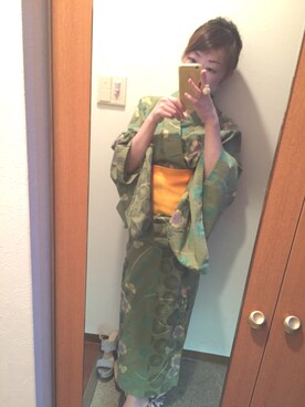 「アイテム（浴衣、グリーン系）」を使った、graceflowerさん（レディース・152cm）の夏コーディネート