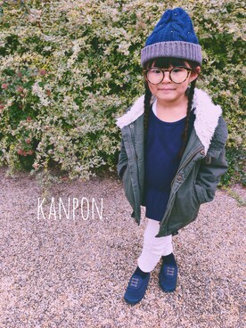 「ぺプラムトップス」｜「アイテム（モッズコート）」を使った、kanponさん（キッズ・100cm）の秋コーディネート