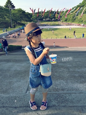 「こどもの日」｜「アイテム（サロペット/オーバーオール）」を使った、kanponさん（キッズ・110cm）の春コーディネート
