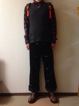 「HEALTH（ヘルス）のアイテム（その他パンツ）」を使った、どどどどどどどさん（メンズ・175cm）の春コーディネート