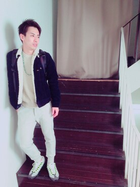 「大阪」｜「アイテム（その他アウター）」を使った、りょっぴさん（メンズ・167cm）の春コーディネート