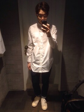 Felix_kwanさんの「スタンドカラーロングシャツ」を使ったコーディネート