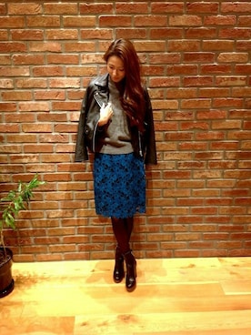 「URBAN RESEARCH（アーバンリサーチ）のアイテム（ライダースジャケット）」を使った、kimmyさん（レディース・168cm）の秋コーディネート