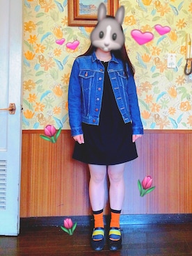「flower」｜「アイテム（デニムジャケット）」を使った、Yumeko さん（レディース・154cm）の春コーディネート