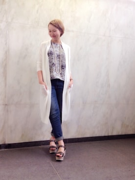 「アイテム（ネックレス）」を使った、zkさん（レディース・158cm）の春コーディネート