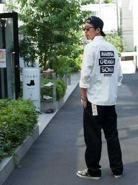 「Back Channel（バックチャンネル）のアイテム（アクセサリー）」を使った、【BACKWOODS BOROUGH】Orikiさん（メンズ・180cm）の秋コーディネート