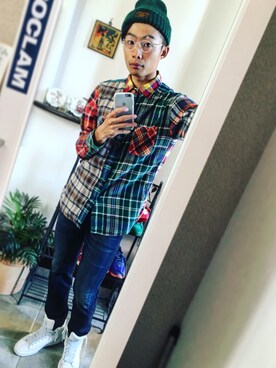 「FLIP THE SCRIPT（フリップザスクリプト）のアイテム（帽子）」を使った、hayakiさん（メンズ・174cm）の秋コーディネート
