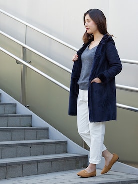 「NATURAL BEAUTY BASIC（ナチュラルビューティーベーシック）のアイテム（ムートンコート）」を使った、NBB STAFF02さん（レディース・165cm）の秋コーディネート
