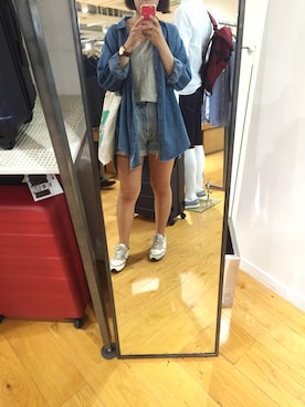 「BLUE WAY（ブルーウェイ）のアイテム」を使った、Shelley Luさん（レディース・160cm）の夏コーディネート