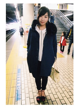 「pumps」｜「アイテム（ジャケット/アウター）」を使った、Evelyn. Tさん（レディース・160cm）の冬コーディネート