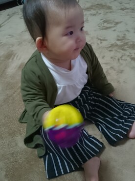 「ロングカーディガン」｜「アイテム（その他アウター）」を使った、mikiyahさん（キッズ・80cm）の冬コーディネート