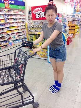 「SOUNDS GOOD（サウンズグッド）のHanes PERFECT-T V/N（Tシャツ/カットソー、ホワイト系）」を使った、大朵_Doraさん（レディース）の夏コーディネート