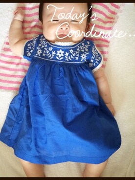 「Carter's（カーターズ）のアイテム（ワンピース）」を使った、mugimugiさん（キッズ・60cm）の夏コーディネート