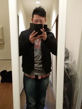 「H&M（エイチ・アンド・エム）のアイテム（ジャケット/アウター）」を使った、ちょめさん（メンズ・169cm・20代）の冬コーディネート