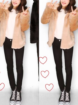 「EGOIST（エゴイスト）のアイテム（その他アウター）」を使った、akaneさん（レディース・155cm）の冬コーディネート
