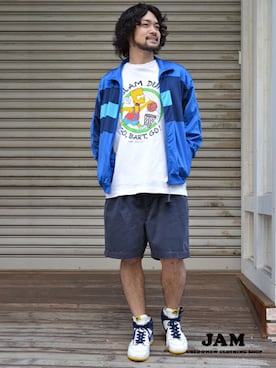 「Ralph Lauren」｜「アイテム（ジャージ）」を使った、古着屋JAMさん（メンズ・166cm）の春コーディネート