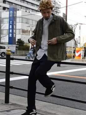 「Ralph Lauren」｜「アイテム（ミリタリージャケット）」を使った、古着屋JAMさん（メンズ・184cm）の春コーディネート
