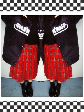 「TOMMY（トミー）のアイテム（スタジャン）」を使った、き み ど り さ んさん（レディース・147cm）の冬コーディネート