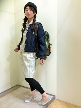 「LBC（エルビーシー）のアイテム（デニムジャケット）」を使った、MOCOさん（レディース・162cm）の春コーディネート