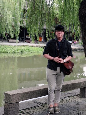 「MUJI Labo（ムジラボ）のアイテム（キャップ）」を使った、莫奈さん（メンズ・174cm）の秋コーディネート