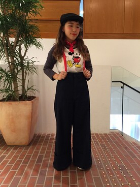 「ミッキーT」｜「アイテム（ハンチング/ベレー帽）」を使った、サ ェ コさん（レディース・147cm）の秋コーディネート