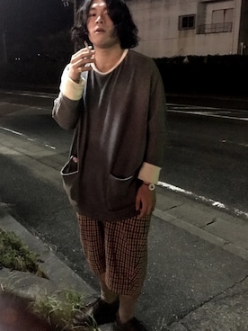 「masterkey（マスターキー）のアイテム（ニット/セーター、グレー系）」を使った、かいーんさん（メンズ・168cm）の秋コーディネート