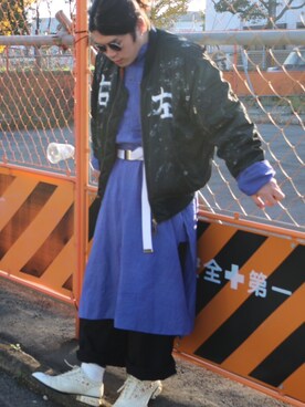 「VINTAGE（ヴィンテージ）のアイテム（サングラス、ブラック系）」を使った、かいーんさん（メンズ・168cm）の冬コーディネート