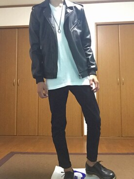 「お気に入りコーデ」｜「アイテム（ライダースジャケット）」を使った、ユウヤさん（メンズ・178cm）の秋コーディネート