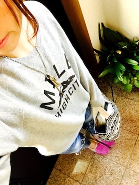 「Ungrid（アングリッド）のフレイドヘムストスリ（デニムパンツ）」を使った、mami◡̈さん（レディース・165cm）の春コーディネート