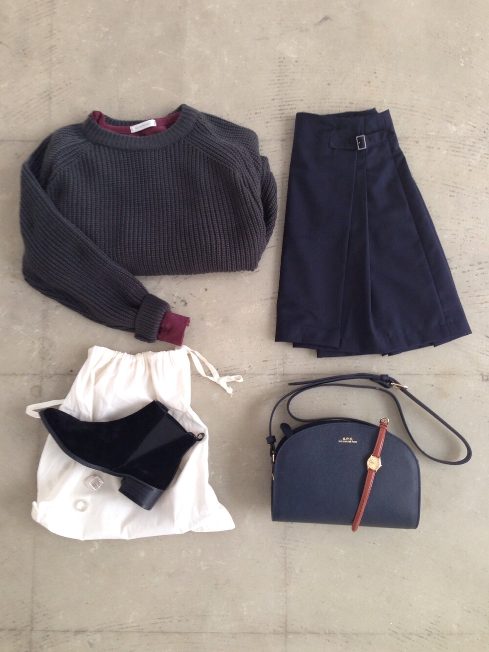 「daily look、APC、halfmoon、ACNE、knit、ootd、outfit、roompacker」｜「roompackerのアイテム（ニット/セーター、その他）」を使った、jirong_kさん（レディース・168cm）の夏コーディネートの1枚目の写真