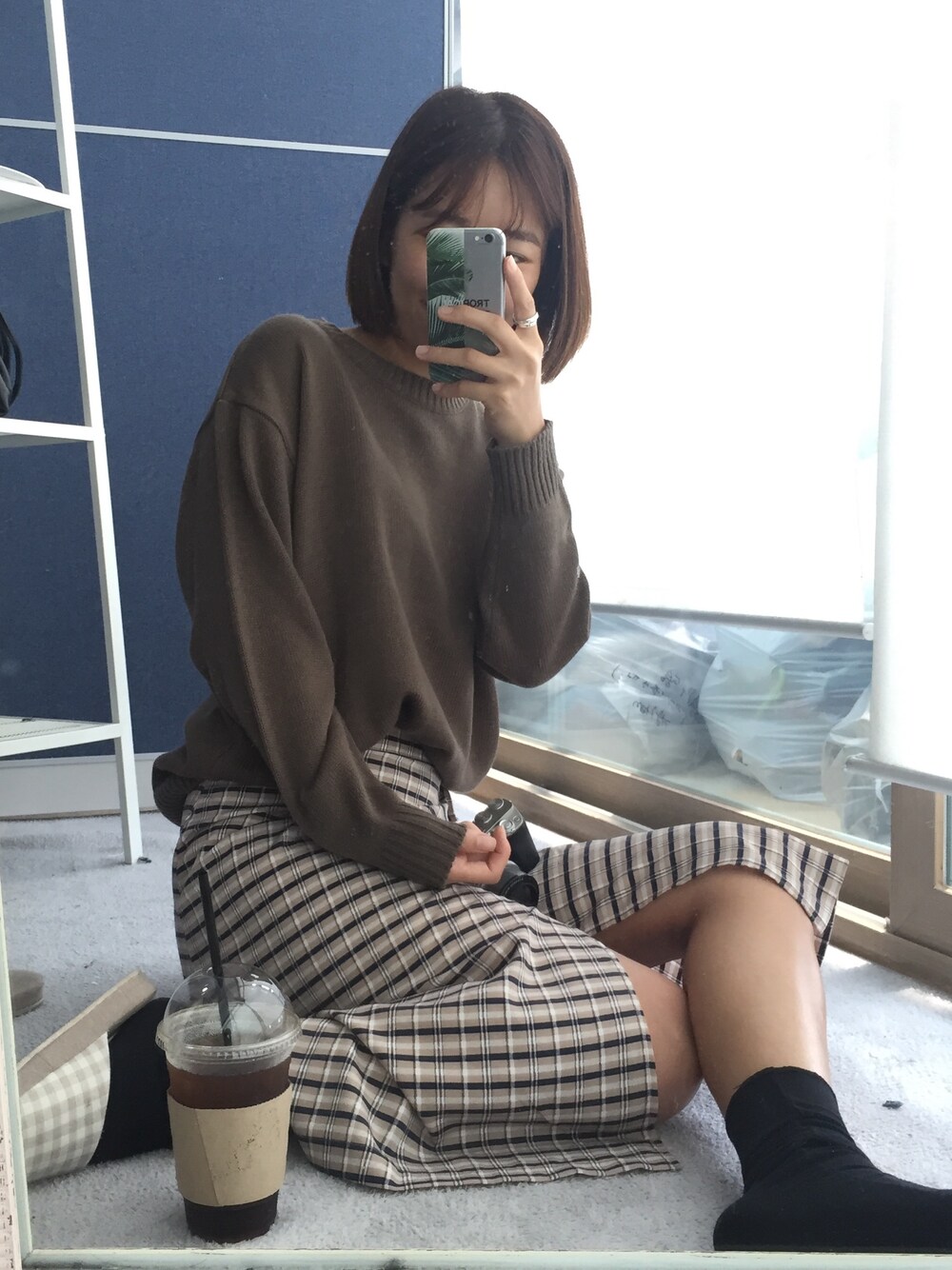 「ootd、outfit、casual、summer、knit、khaki、ZARA、UNIQLO」｜「no brandのアイテム（ニット/セーター、ブラウン系）」を使った、jirong_kさん（レディース・170cm）の夏コーディネートの1枚目の写真
