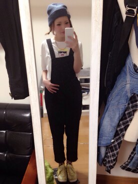 「w closet（ダブルクローゼット）のアイテム（つなぎ/オールインワン）」を使った、koroさん（レディース・155cm）の春コーディネート