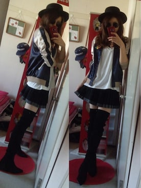 「Rodeo Crowns（ロデオクラウンズ）のアイテム（スタジャン）」を使った、NnF★K15さん（レディース・167cm）の秋コーディネート