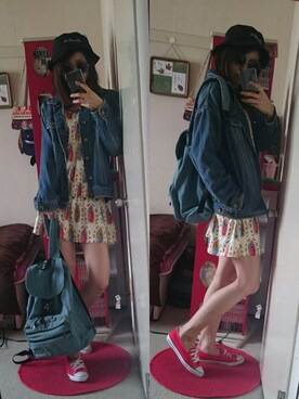 「春ワンピ」｜「アイテム（デニムジャケット）」を使った、NnF★K15さん（レディース・167cm）の春コーディネート