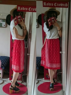 「ひざ丈スカート」｜「アイテム（ワンピース/ドレス）」を使った、NnF★K15さん（レディース・167cm）の夏コーディネート