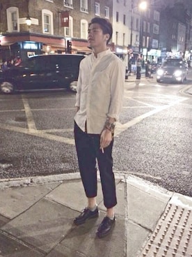 「double dog（ダブルドッグ）のアイテム（パンツ）」を使った、ChristopherPangさん（メンズ・172cm）の夏コーディネート