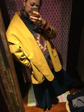 「チャイハネ（チャイハネ）のアイテム（ステンカラーコート）」を使った、Fumino Yokoyamaさん（レディース・163cm）の秋コーディネート