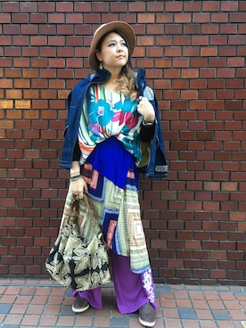 「チャイハネ（チャイハネ）のアイテム（デニムジャケット）」を使った、Fumino Yokoyamaさん（レディース・163cm）の冬コーディネート